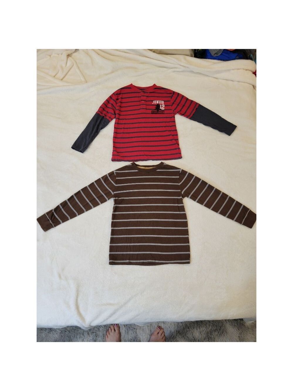 Striped Long Sleeve Boys Tee Medium - Picture 3 of 9